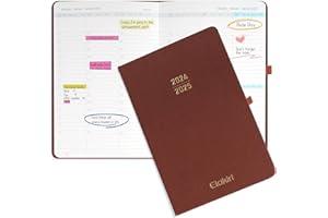 ELAKIRI Kalendarz 2025 Kalendarz Książkowy A5 1 Tydzień 2 Strony, Terminarz Spotkań 2025 (Paźd.2024-Grud.2025) Z Papierem 100 G/M² W Twardej Oprawie Ze Skóry Pu Dla Planistów Szkolnych (TJ-brązowy)