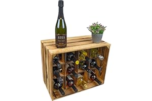 ‎KISTENKOLLI ALTES LAND Kistenkolli Altes Land Flaschenregal Henry Geflammt Maße ca. 50x40x30cm Flaschenablage Weinregal Holz/Wine Rack stapelbar schmal (Geflammt)