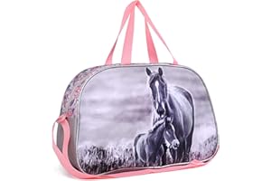 Ragusa-Trade Sac de sport/voyage, pour fille, motif de chevaux, 40 x 25 x 13 cm