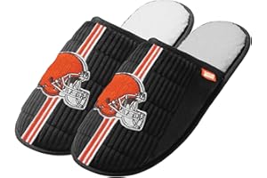 FOCO NFL Men's Officially Licensed Primary Logo Game Day Team Color Football Sherpa Slide Slipper