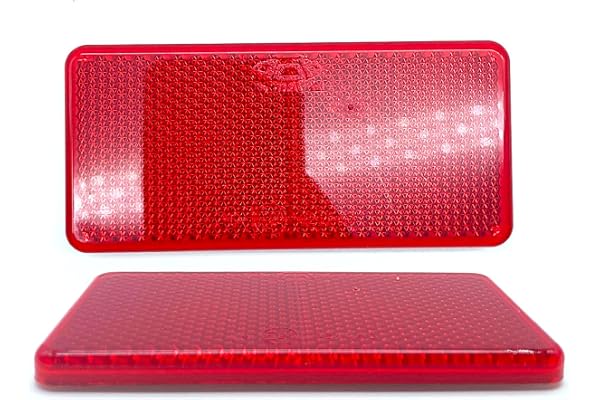 DOJA Barcelona | Catadioptre Rectangulaire | 10 Autocollant Reflechissant | 94x44mm | Couleur Rouge | Certification Européenne ECE | pour Accessoire Velo, Accessoire Moto, Remorque Voiture, Camion...