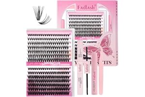 Fadlash Eyelash Cluster DIY Home Eyelash Extensions Kit med ögonfranspincett och Super Hold Bond And Seal, Lash Remover Set 8