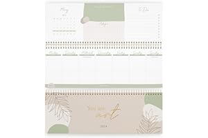 ‎KIND OF HAZEL KIND OF HAZEL® Tischkalender 2024 Beige I Tischkalender 2024 Quer mit To Do Listen & Notizen I Hochwertiger Stehkalender Wochenplaner mit Goldfolienprägung | Schreibtisch Kalender 2024 Drehkalender