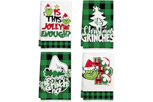 Ohok 4 Stück Weihnachten Handtücher 45x65 cm, Mode Dekoration Küchentücher Grich Weihnachtsmann Geschirrtücher Weiche Mikrofasertücher für Badezimmer Küche Trockentuch Weihnachten Deko (Set Y)