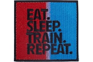 Elitex Training Écusson brodé à l'arrière avec crochet et boucle - Eat Sleep Train Repeat - Pour sacs à dos et gilets, cross-training et gym