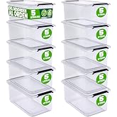 Deuba&reg; 10 x Transparent Plastic Storage Boxes 5L Stackable 30 x 20 x 12 cm | Home Storage, Toys, Clothes, Handles, Click-Clos