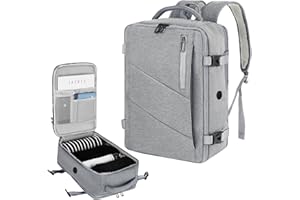 VOESLD Mochila Viaje Cabina Avion 40x20x25 para Ryanair, Mochila Portatil Mochila de Viaje Hombre Mujer Gris Claro Mochila Ordenador Bolsa de Viaje 20L