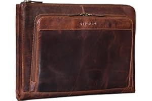 STILORD 'Dillon' Carpeta Portafolio Cuero Bolsa de Portátil 13,3' Carpeta Portadocumentos A4 Cartera Maletín de Piel Funda Organizador Piel Auténtica