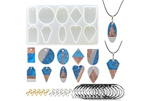 Woohome Silikonformen 1 Stück 10 Hohlräume Anhänger Geometrie Form Harz Anhänger mit Loch für Schmuck DIY Werkzeug