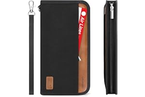 Looxmeer Portfel Podróżny, Etui na Paszport Rodzinny, Organizer na Dokumenty Podróżne, Trwałe Etui na Paszport z Blokadą RFID dla Mężczyzn, Kobiet, Czarny i Brązowy