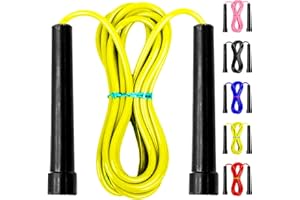 LUMAZU Adjustable Skipping Rope for Adults Kids Non-Slip Handle Home and Gym Tangle Free Jump Rope for Fat Burning, Speed Training, Fitness Workout, Crossfit Boxing, MMA Warm up Speed Rope