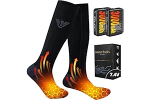 SKKAEO Chaussettes Chauffantes Homme Femme - 7.4V 3000mAh Chaussette Chauffante, pour Activités de Plein Air en Hiver