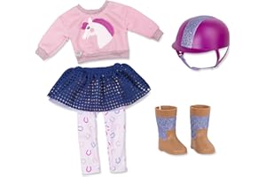 Glitter Girls Deluxe Doll Clothes 36 cm Dolls Rider Outfit - Riding Boots, Riding Helmet, Jumper, Skirt - Accessories for Dolls, Toys from 3 Years, Random Colour