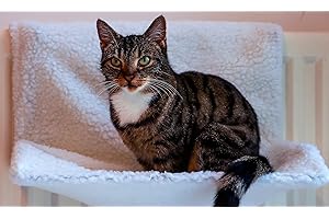 DIVCHI Cat Radiator Bed | Warm Fleece Hammock With Washable Cover | Hanging Radiator beds For Indoor Cats for Kittens & Cats (44x29x23cm) (White Pet Radiator Bed)