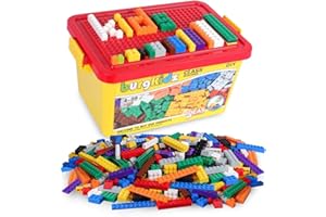 burgkidz Mattoni da Costruzione Set da 520 Pezzi, 500 Blocchi da Costruzione di Base in 17 Forme Include Ruote, Porta, Finestra, Blocco Sfuso con Scatola di immagazzinaggio Riutilizzabile