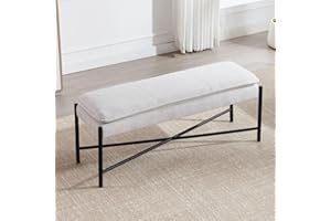 Ya-Home Banco Entrada Recibidor de Lino, Banquetas Dormitorio Durable, Pie de Cama para Salon/Dormitori/Oficina,Beige