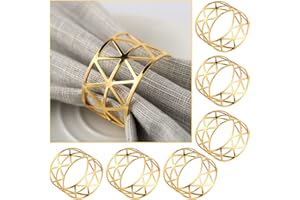 COCHIE Metalowe złote klamry do serwetek na wesele, kolację, jubileusz, dekoracja stołu, pierścionki nappkin, Boże Narodzenie, 6 sztuk