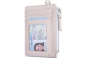Teskyer Carteras, Tarjetero, Carteras Pequeñas, Protección RFID, Diseño Minimalista, on Cremallera, Capacidad para 8 Tarjetas, Beige