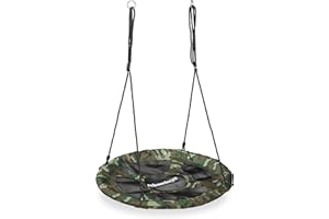relaxdays Nid d’Oiseau balançoire, Camouflage, pour Enfants & Adultes, Jusqu’à 100 kg, Rond, Ø 90 cm, Vert foncé