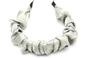 ‎QINGOO QinGoo Damen Haarreif aus Seide, Grün - Falten-Design als Stirnband oder Haarband, 1 Stück