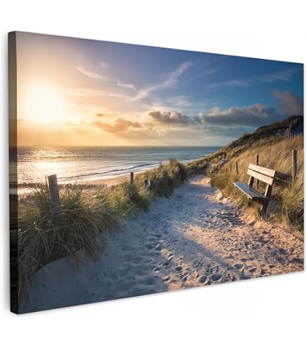 Pixxprint Leinwandbild „Grasige Dünenlandschaft“ – 100x70 Cm, Fertig Gespannt