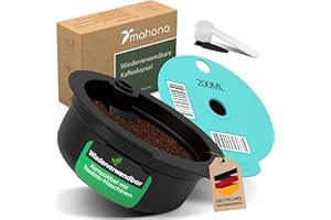 Kapseln wiederverwendbar, Wiederbefüllbare Kaffeekapsel zum Nachfüllen - Für umweltbewusste Kaffee-Liebhaber kompatibel mit Tassimo-Maschinen + Kapselhalter | mahona