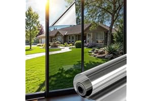 Mgood Vinilo Espejo para Ventanas 90x200cm, Vinilos para Cristales Unidireccional Lámina Privacidad Ventana Anti 99% UV Control de Calor Anti Sol Vinilo Ventana para Hogar y Oficina, Plata-Plata