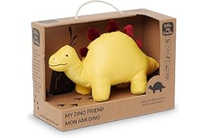 Little Big Friends Amis Dinos | Stimule Les Sens avec différentes matières, Textures et Couleurs et Un grelot intérieur| Cuir Végan| Facile à Nettoyer | Steffy The Stegosaurus
