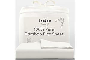 BAMBAW Prześcieradło z Bambusa w Kształcie Kości Słoniowej, 180 x 290 cm, Bez Gumki - Pościel Chłodząca dla Alergików, Beżowa