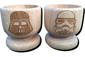 FastCraft Star Wars - Juego de 2 tazas para huevos de madera con diseño de DARTH VADER