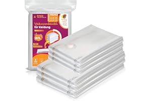 Armiz® Worki próżniowe na ubrania, 6 sztuk, 2 duże 60 x 80 cm, 2 małe worki próżniowe 40 x 60 cm, na kołdry, pościel, poduszki, trwałe, wytrzymałe, z hermetycznymi zaworami