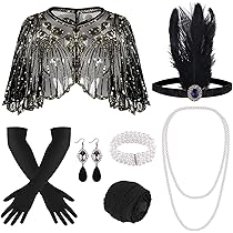 BABEYOND Charleston Damesjurk in retrostijl in retrostijl in Great Gatsby- thema, feestjurk, carnavalskostuumjurk, zwart, 3XL
