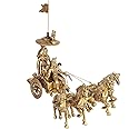 D Brasso Brass Chariot with Krishna & Arjuna Vijay Pataka and Lord Hanuman Sitting (Pack of 1, Standard, 1915 Grams).