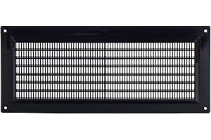 Steinberg14 Black 300x130mm Air Vent Cover with Insect Mesh - 12x5 inch Ventilation Grilles for Walls and Ceilings - Internal Covers - Air Vents for Interior Walls - Plastic Ventilation Grille