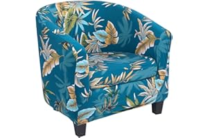 Souarts 2 Piece Tub Chair Slipcover Stretch Armchairs Chair Cover Elastic Jacquard Removable Washable Tub Chair Covers Protectors for Room Living Room Office Reception