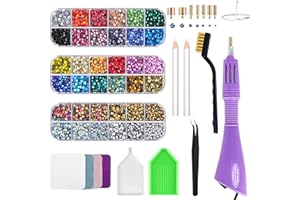 EPESL Bedazzler Kit with Rhinestones, Hot Fixed Gems Craft Applicator - Diamond Painting Pen, Wax Pencil, Tweezers, Tray, Cleaning Brush & Cloth, 28 Colors Rhinestones Crystals for DIY Clothes Shoes, Purple