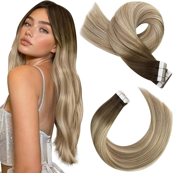 LaaVoo Extension Cheveux Humain Tissage Blond Platine Balayage Extension Cheveux Naturel Tissage Balayage Blond Platine Tissage Naturel Cheveux Humain Remy Hair 30cm/80g #18/613