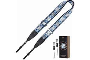 Padwa Lifestyle Adjustable Camera Strap - 1.5" Top Layer Cowhide Head Camera Straps for Photographers, Cotton Adjustable Neck Shoulder & Crossbody Strap Quick Release for All Cameras and Binoculars