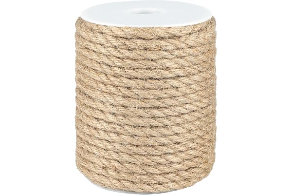 G2PLUS 20M Corde de Jute 8MM Corde Chanvre Ficelle Corde Ficelles de Jardinage pour Le Camping,Décoration,Bricolage,Jardinage