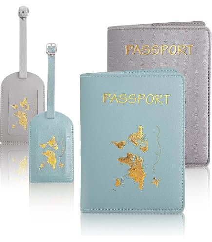 Porte-passeport Duo Voyage Pour Couple - 2 Pièces En PU Imperméable - Noir & Blanc | Poche Pour Cartes Et Billets | Design Avec Motifs Monde