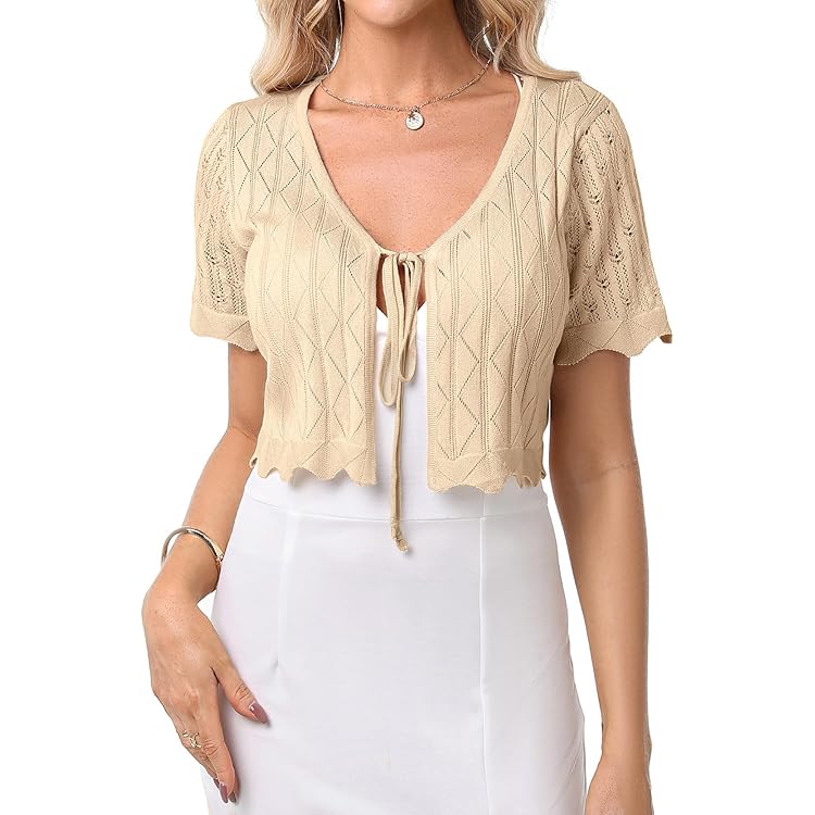 VR7 Copri Spalle Da Donna Lavorato A Maglia, Bolero, Cardigan Lavorato All' Uncinetto Acqua 40-42