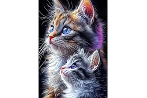 DAERLE Diamond Painting Kit Completo Gato esponjoso, Kit de Pintura de Diamantes Kits Adultos, Pintura de Diamantes Gatito, Cuadro Diamantes para Decoración de Pared del Hogar 30x40cm