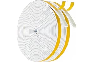 YANKUIRUI Self-Adhesive Sealing Tape, Door Seal for Doors & Windows, Foam Tape, Rubber Seal Against Cold Draughts, Anti-Collision, Soundproof, Waterproof, Dustproof, 6 mm (W) x 3 mm (D) x 20 m (L), White