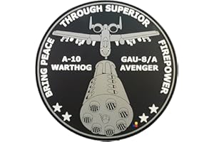 LEGEEON Parche PVC A-10 Warthog GAU-8/A Avenger [Negro Gris Blanco] Parches para Mochilas,PVC,EE.UU.,Parches de Moral,Tácticos,Molle