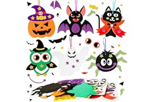 BIBITI Juego de manualidades de Halloween para niños, decoración de Halloween, juego de manualidades para niños, murciélagos, calabaza, araña, gato, fantasmas, manualidades, manualidades creativas para niños