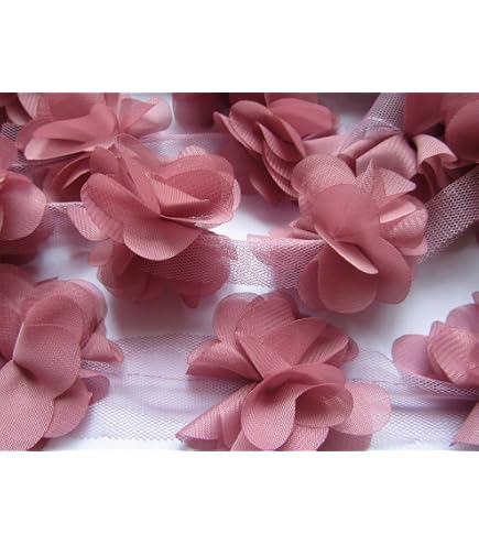 Tessuto Tenda Pizzo Floreale Rosa Antico | Panini Tessuti - 6