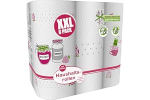 inapa Küchenrolle, Küchenpapier, 3-lagig: HOTO XXL, mit Motiv, 6 Rollen x 90 Blatt, weiß