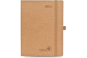‎POPRUN POPRUN Kalender 2024 Wochenplaner 22 x 16,5 cm - Hergestellt aus 100% Erneuerbaren und Umweltfreundlichen Materialien - 12-Monate-Terminplaner mit 80 GSM Recyceltes Papier - Wüstenbraun