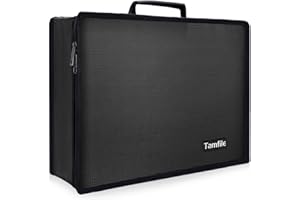 Tamfile Caja de documentos ignífuga de gran capacidad, 16,7 x 12,4 x 4,2 pulgadas para guardar objetos de valor para tarjetas bancarias para el hogar, hecha de silicona de alta calidad, fibra de