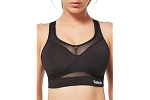 Yvette Soutien-Gorge de Sport Femmes en Maille Respirante Dos Nageur Maintien Élevé sans Armatures Grande Taille Fitness Jogging Golf